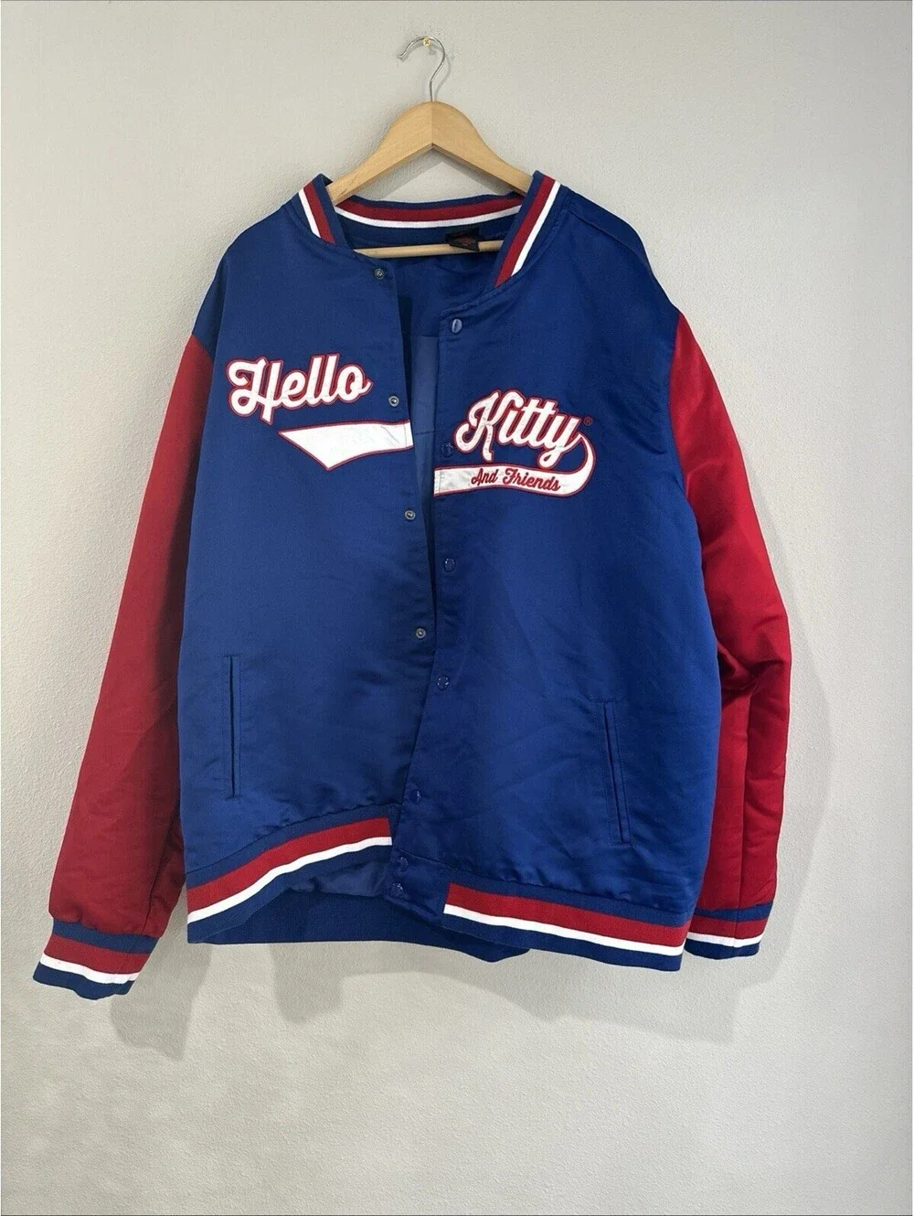 Official Hello Kitty And friends Blue And Red Bomber Adult Jacket Size 3X